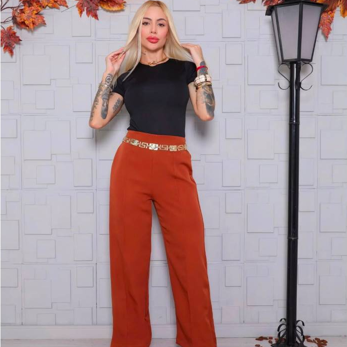 Calça Pantalona Feminina Wide Leg Alfaiataria Premium Cintura Alta Social Elegante Moda Executiva