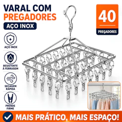 Varal 40 Prendedores Para Roupa Intima Para Calcinha Meia Cueca Reforçado inox 1/2 Unidades