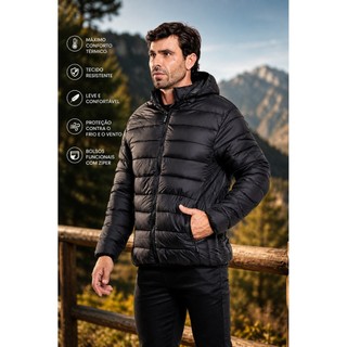Jaqueta Puffer Masculina Impermeável Bobojaco Capuz Removível Inverno Frio Quente Casual Bomber.