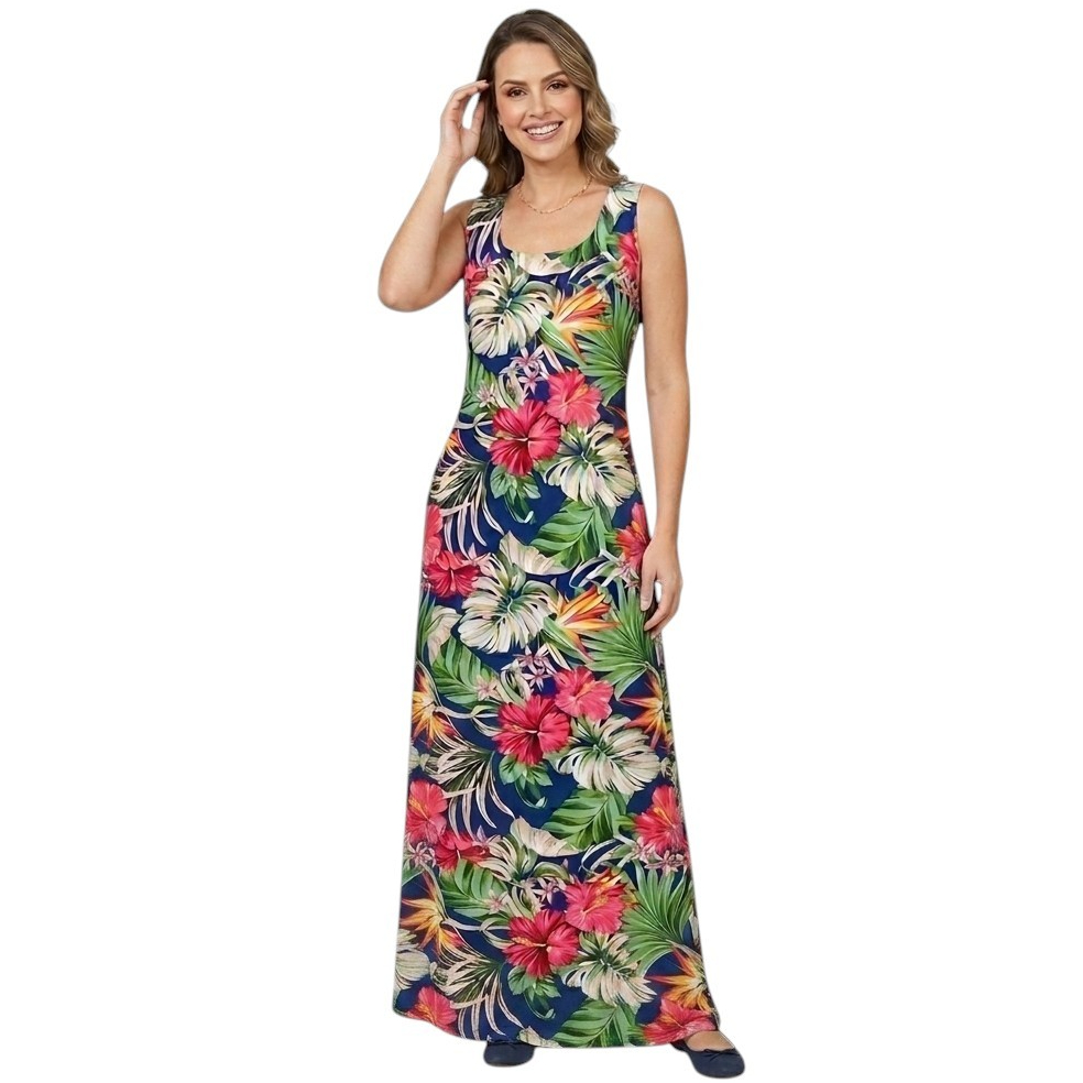 vestido longo feminino modelo costas V malha fria liganete 410