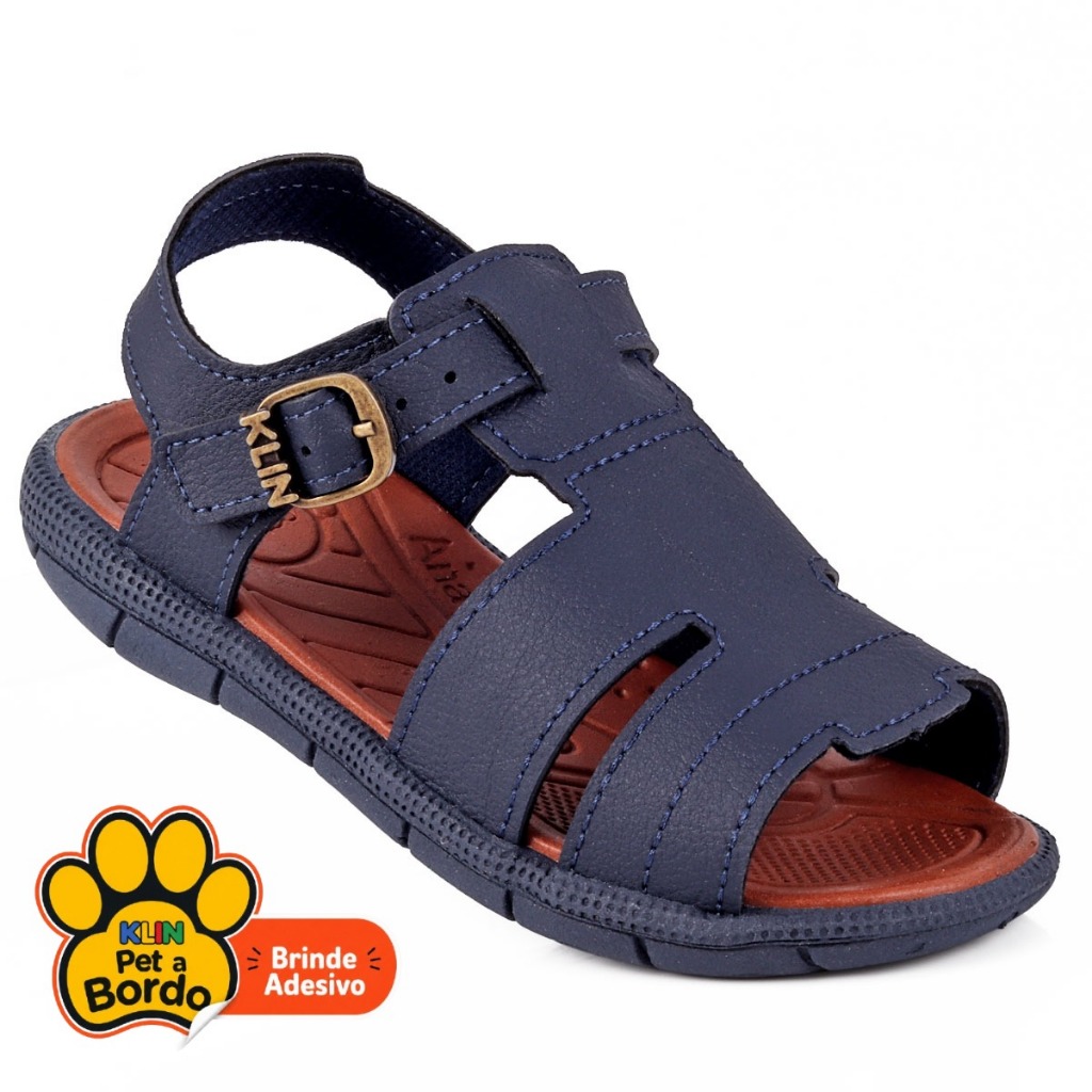 Papete Infantil Menino Klin Original Tic Tac Azul Marinho com Fivela Anatomico