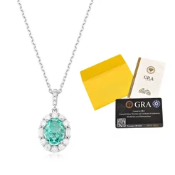 Colar Moissanite de Prata 925 Lapidação Oval Cravejada