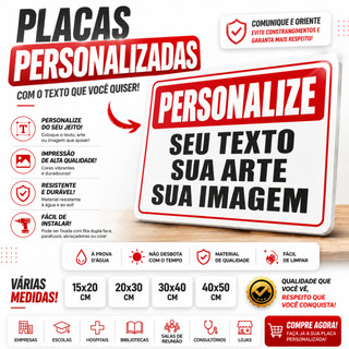 Placa Personalizada Com Foto Texto Imagem Resistente Sol Chuva