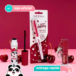 Kit Gloss Cherry + Lapiseira Cherry + Big No Panda Cherry Original Vegano Vizzela