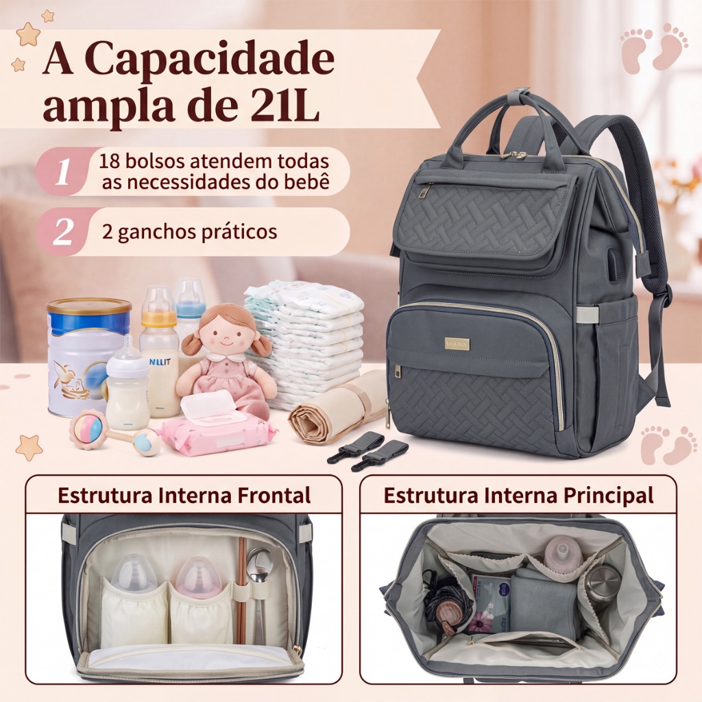 Mochila Bolsa Maternidade Lequeen Original Bolso Térmico · foto 2