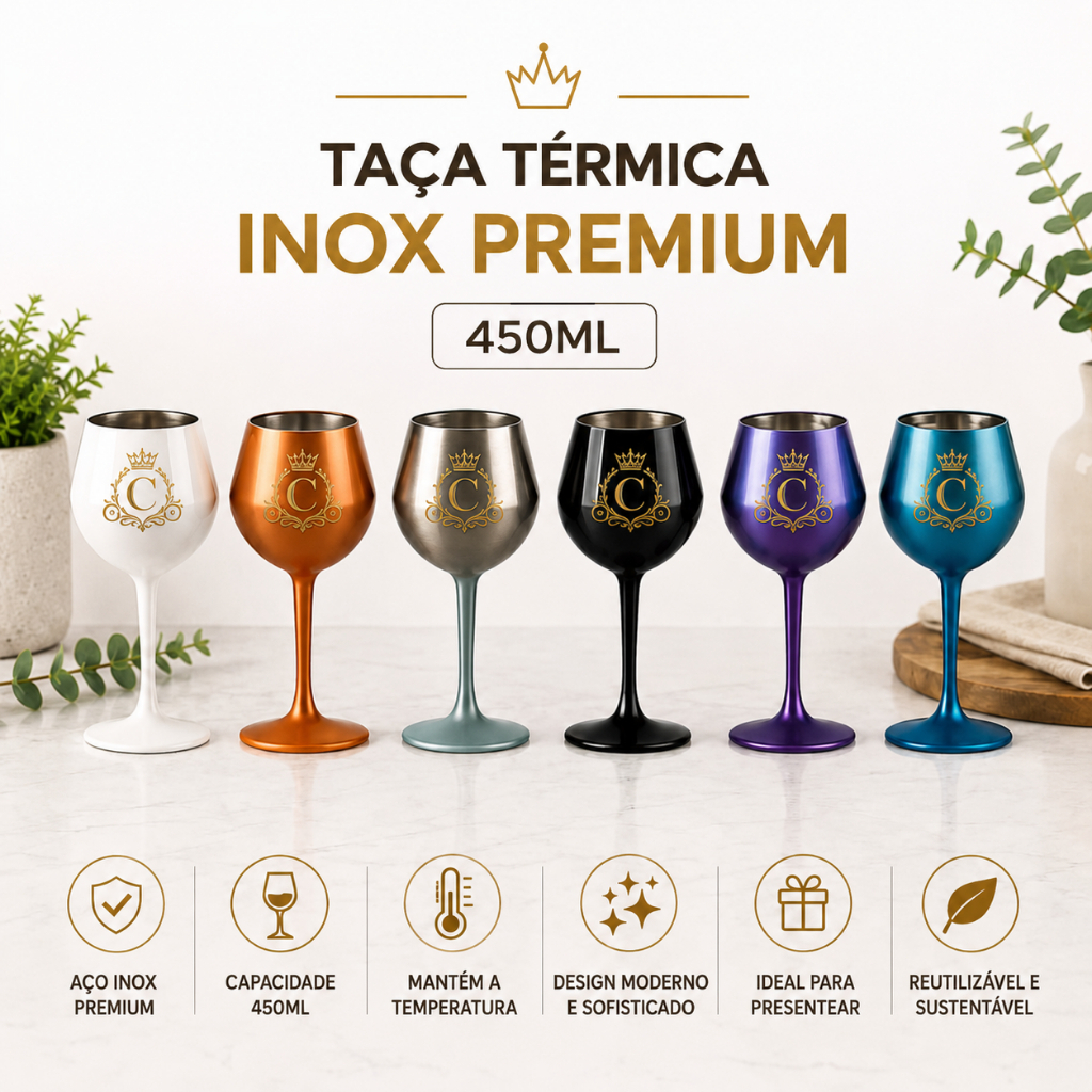 Kit com 5/10/15/20 Taças Térmicas Inox 2 em 1 Personalizadas a Laser para Gin, Vinho, Cerveja e Drinks