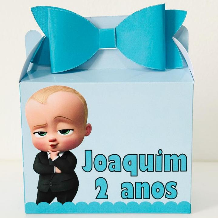 Caixa Maleta Laço Papelaria Personalizada Poderoso Chefinho / Festa de Aniversário Personalizada / Parabéns Infantil