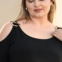 Blusa Feminina Plus Size Viscolycra Acabamento Premium GG ao G4 Argola Dourada