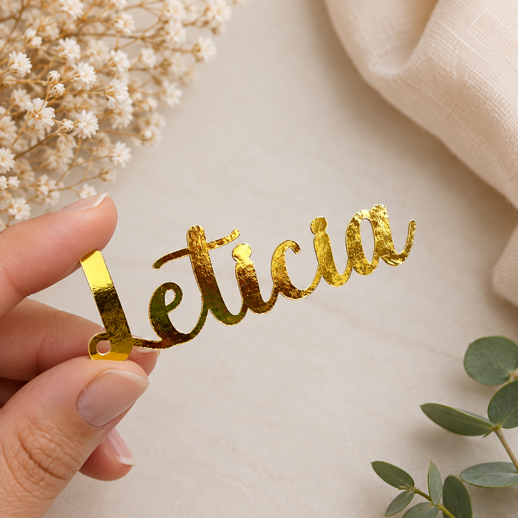 Aplique Personalizado Nome Dourado em Lamicote | Kit Apliques para Festa, Lembrancinha e Personalizados