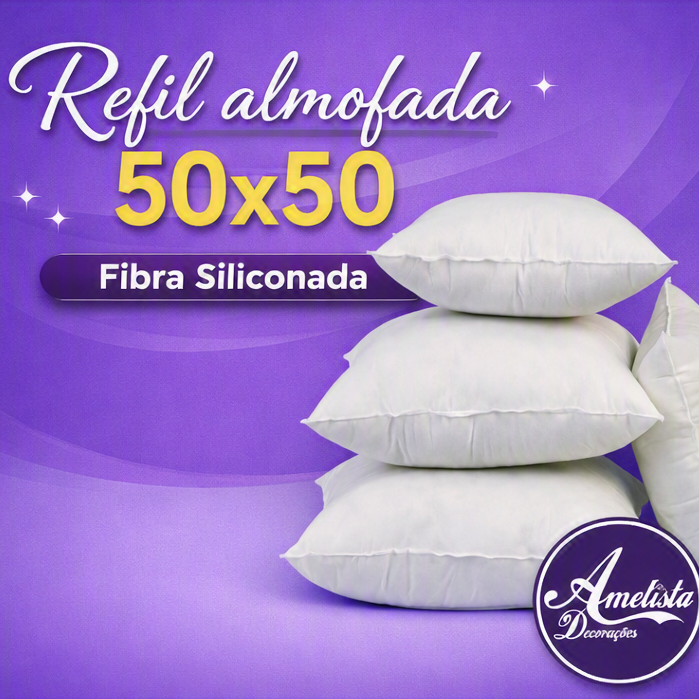 🔥 Refil Almofada 50x50 Fibra Siliconada – Enchimento Macio para Almofada