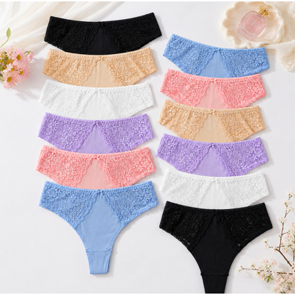 Kit Calcinha Feminina Fio Dental Renda Delicada Confortável