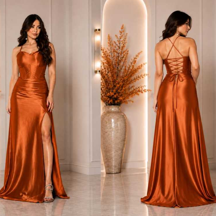 Vestido Longo Elegante Feminino Luxo | Festa, Casamento, Formatura | Ajuste Perfeito, Bojo e Zíper
