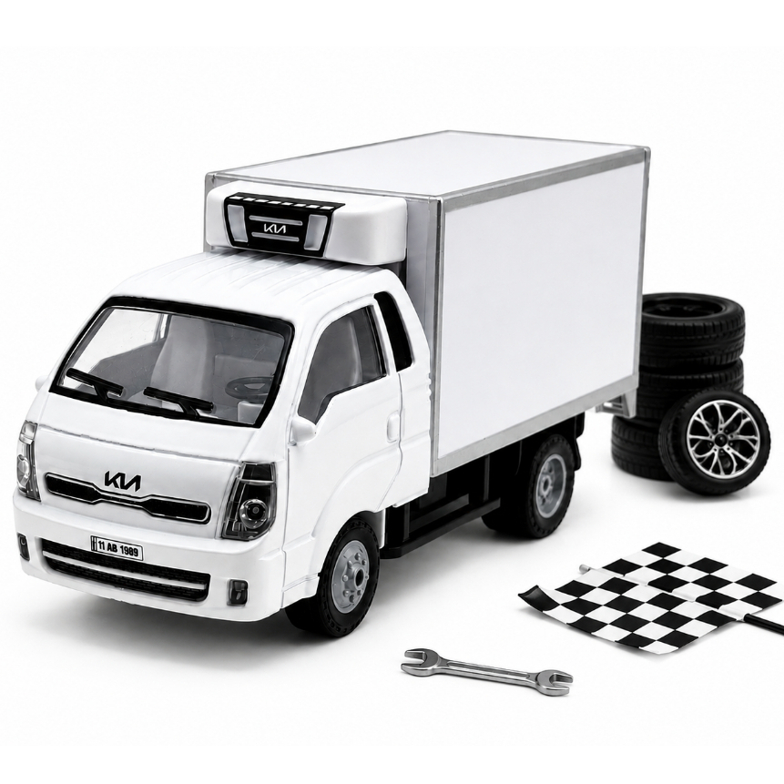 Miniatura Kia Bongo Baú 1:32 em Metal – Caminhão Baú Colecionável Realista