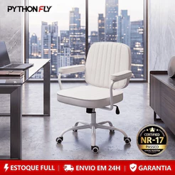 Cadeira De Escritório Giratória Cadeira de Diretor Retrô Luxuosa em Couro, Giratória e Ergonômica para Escritório