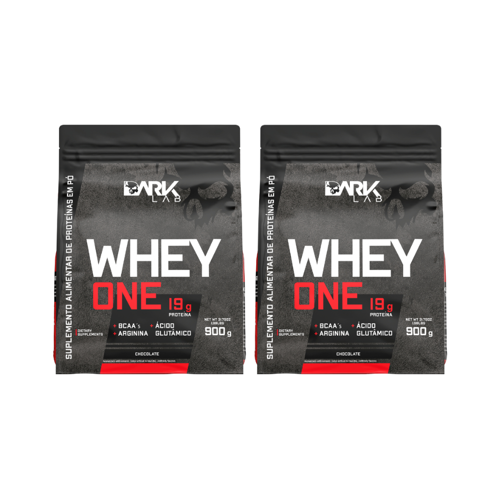 Kit 2x Whey Protein One Refil 900g Dark Lab - Proteina com BCAA, Glutamina, Arginina