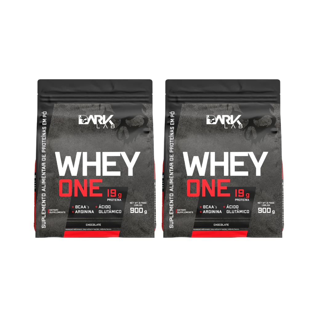 Kit 2x Whey Protein One Refil 900g Dark Lab - Proteina com BCAA, Glutamina, Arginina