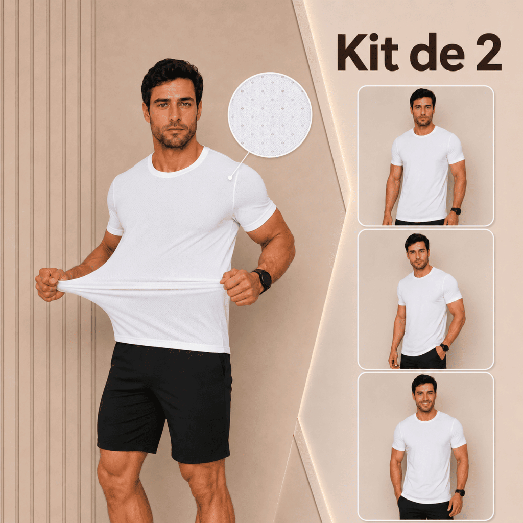 Kit 2 Camisetas Masculinas Dry Fit Básicas Esportivas Poliéster Lisa Academia Corrida Respirável