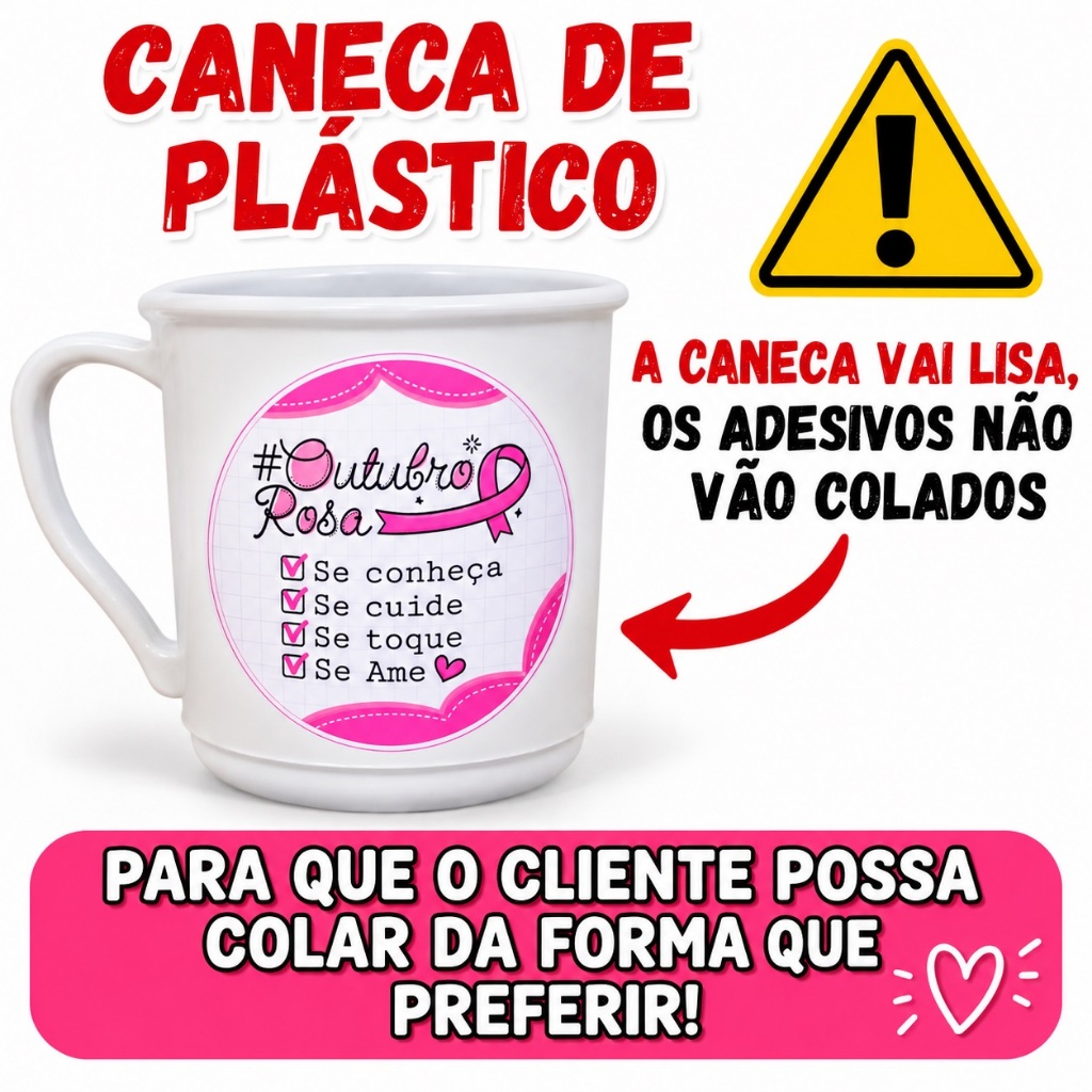 Lembrancinha Outubro Rosa Kit 5 á 20 canecas personalizada Blinde Palestra Campanha Conscientização Igreja Cliente — imagem 2 de 2