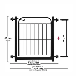 Portão Pet Grade Aramado de Proteção Para Cães Portão para Bebes Segurança Para Crianças Com Extensor de 10cm