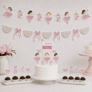 Kit festa bailarina aquarela /kit só um bolinho bailarina/ decoração festa bailarina