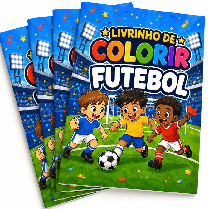Kit 10-50 Un Livrinho Revistinha de Colorir Futebol Personalizado Lembrancinha Aniversário Infantil