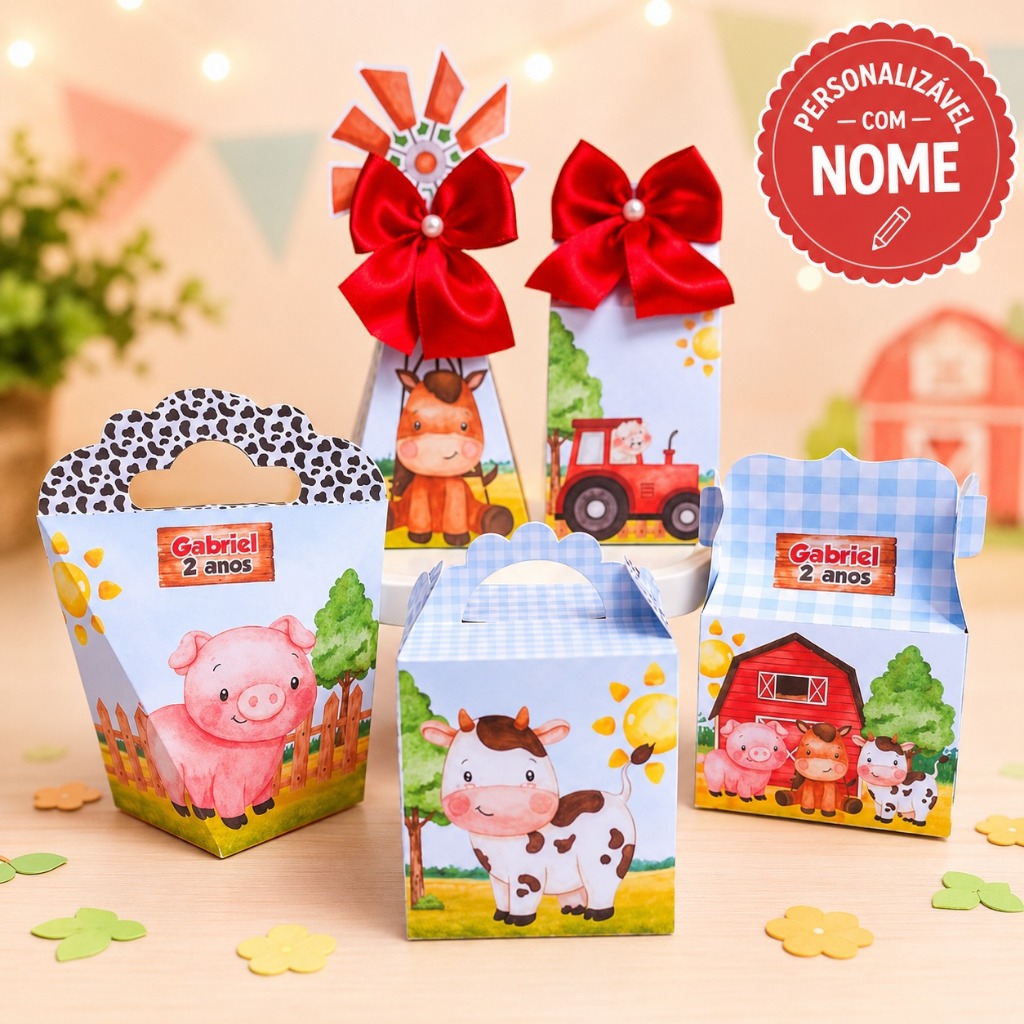 Kit Festa Fazendinha Personalizado Caixinhas Lembrancinhas Festa Infantil
