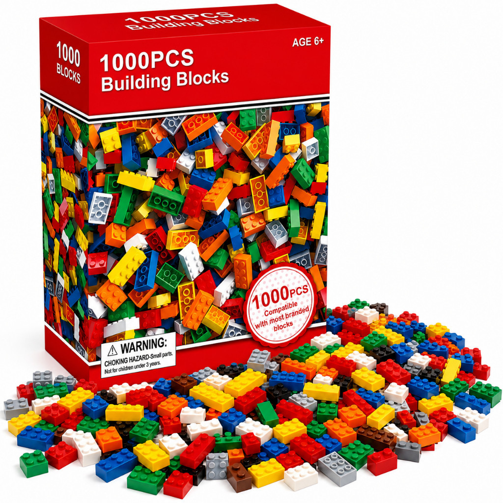 Blocos de Montar 1000 Peças Infantil Educativo Colorido Brinquedo de Encaixe Construção