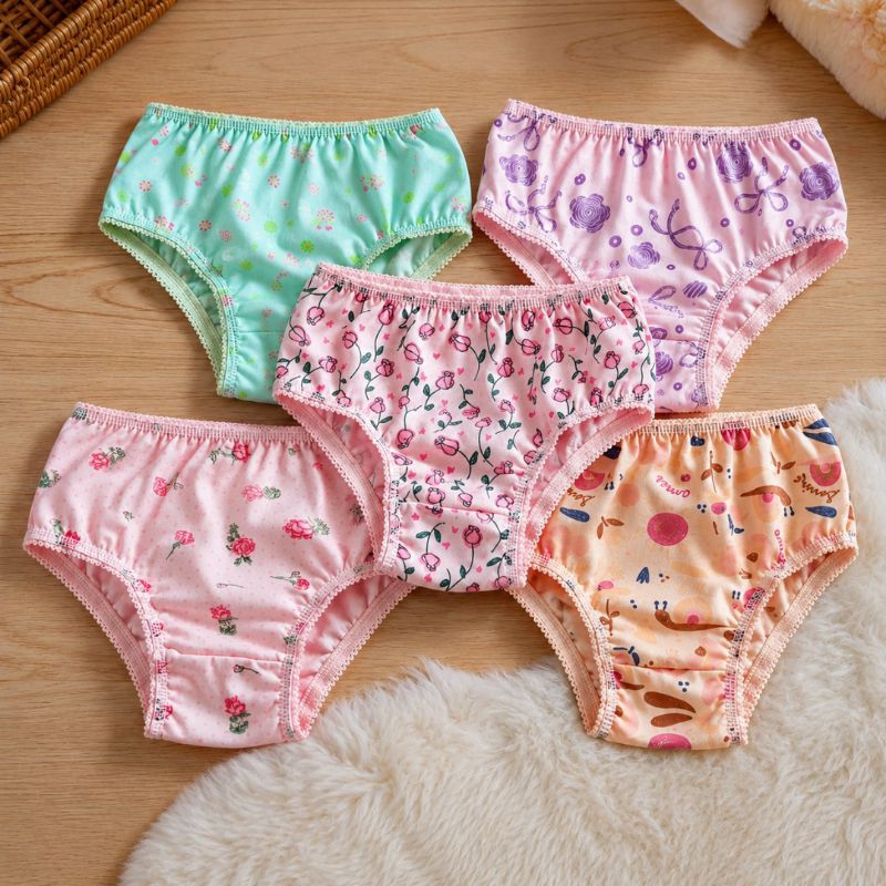 Kit 4 Calcinhas Infantil Algodão Menina Confortável Macia Estampada Tamanhos M e G Conforto