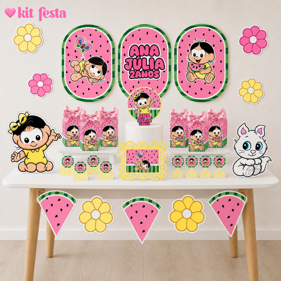 Kit Festa - 100 ITENS - MAGALI BABY Personalizado Só um Bolinho | Mesversário Aniversário Decoração
