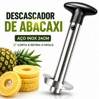Descascador de Abacaxi Inox 24cm Fatiador Cortador Manual Removedor de Miolo Utensílio de Cozinha Prático Resistente Pro