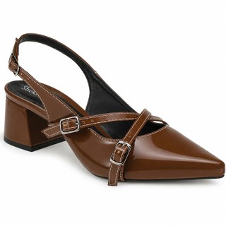 Scarpin Feminino Shekinah Bico Fino Salto Baixo Slingback Fivelas Confortável Lançamento