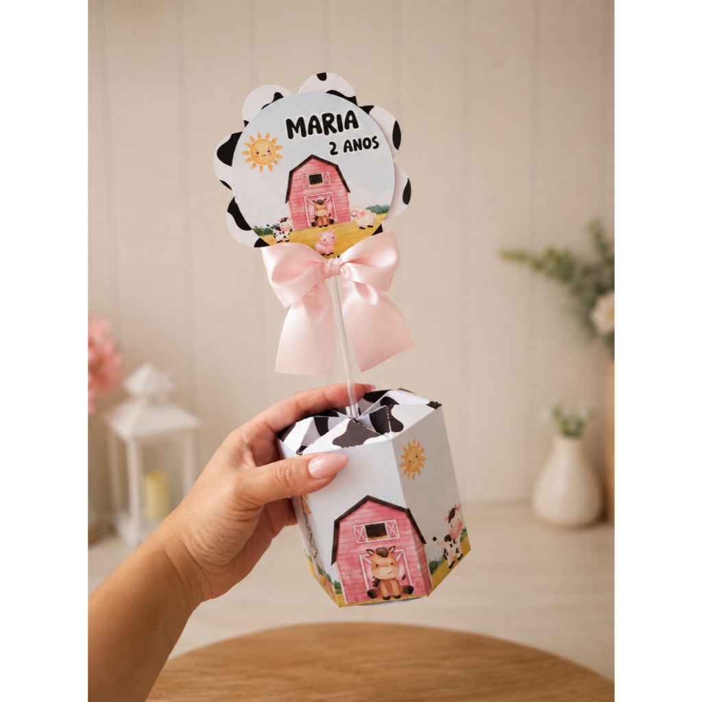 Centro de mesa personalizado festa fazendinha festa infantil - lembrancinha