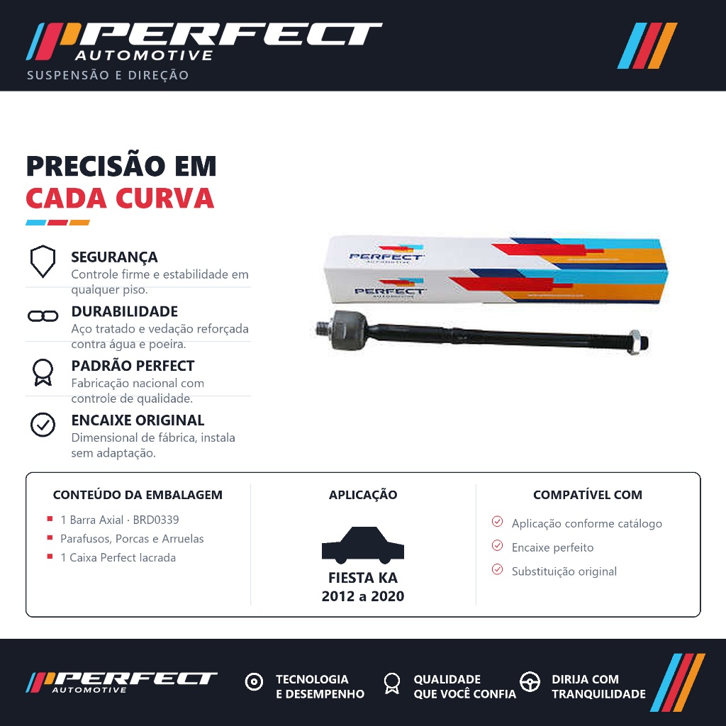 Barra Axial de direção Fiesta Ka 2012 a 2020 – Perfect BRD0339