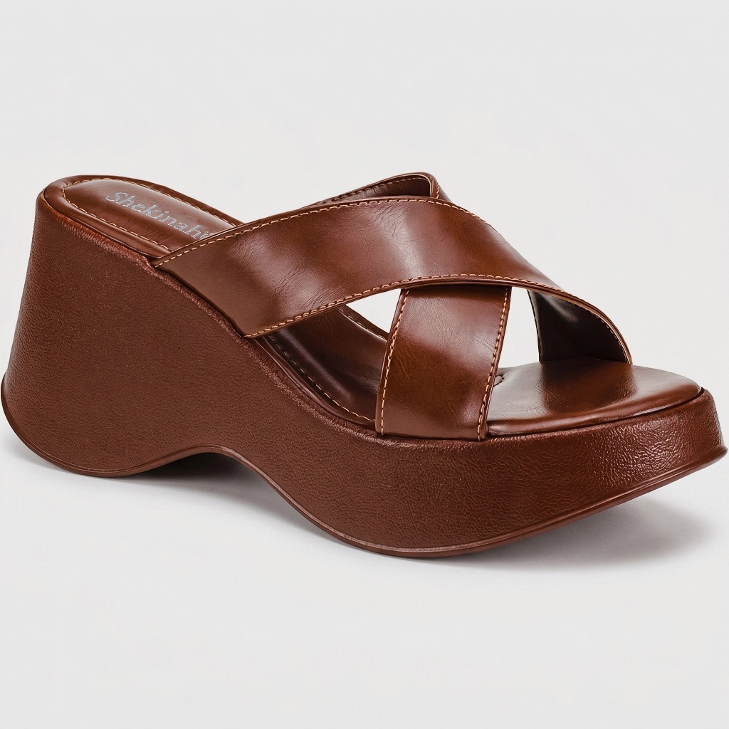 Tamanco Feminino Shekinah Sapato Plataforma Salto Anabela Sandália Chinelo Tiras Cruzadas