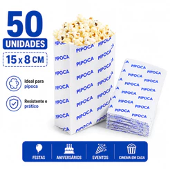 Saco de Papel 15x8 para Pipoca Doce ou Salgada - Saquinho De Papel> Embalagem