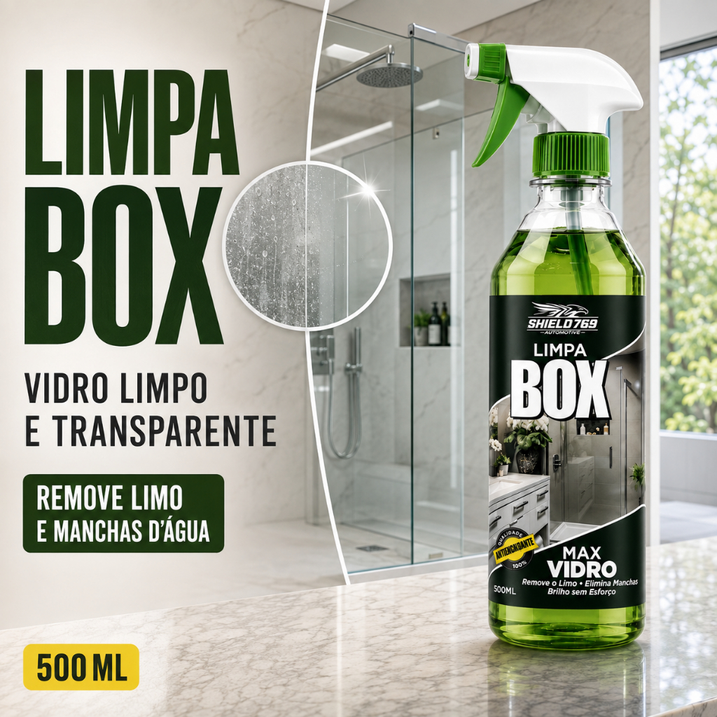 Limpa Vidro Box Banheiro Removedor De Manchas Box Janelas e Vidros Automotivos