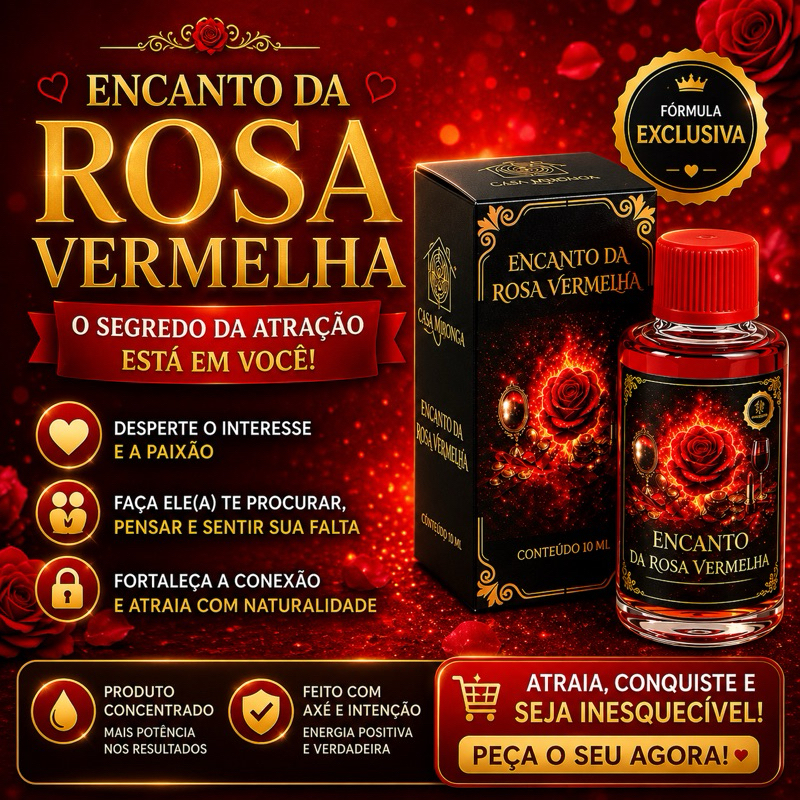 Perfume Atrativo Pomba Gira Rosa Vermelha 10ml, Encanto, Sedução, Conquista, Charme, Perfume Forte, Perfume Sedução