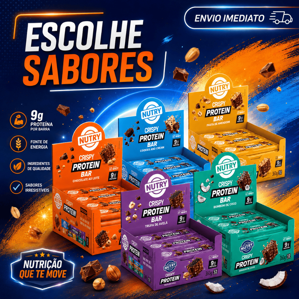 Barra de Proteina Whey Nutry Crispy Protein Bar Cx C/12 Unidades