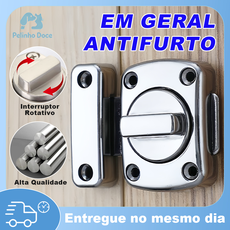 Fechadura de Segurança em Liga de Zinco e Aço Inox-Porta Fecho Segurança Ladrão Casa Apartamento janeiras inox