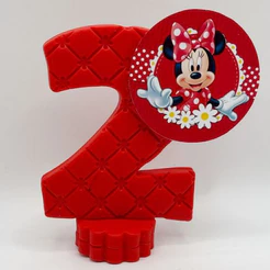Vela de Aniversário Biscuit Minnie Vermelha e Rosa Personalizada Simples Festa/ Festa de Aniversário / Parabéns Infantil