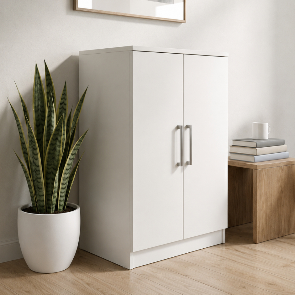 Armário Organizador Multiuso 91cm 2 portas e Prateleira - Lavanderia - Quarto - Cozinha - Sala - Escritório - Sapateira