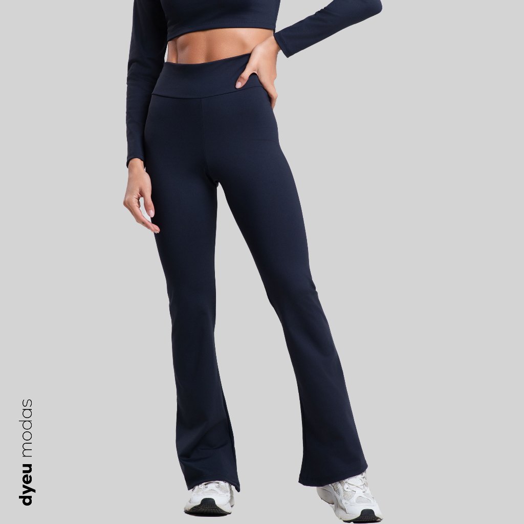 Calça Fitness Bailarina Academia Legging Flare Suplex Tecido Zero Transparência Feminina Dyeu