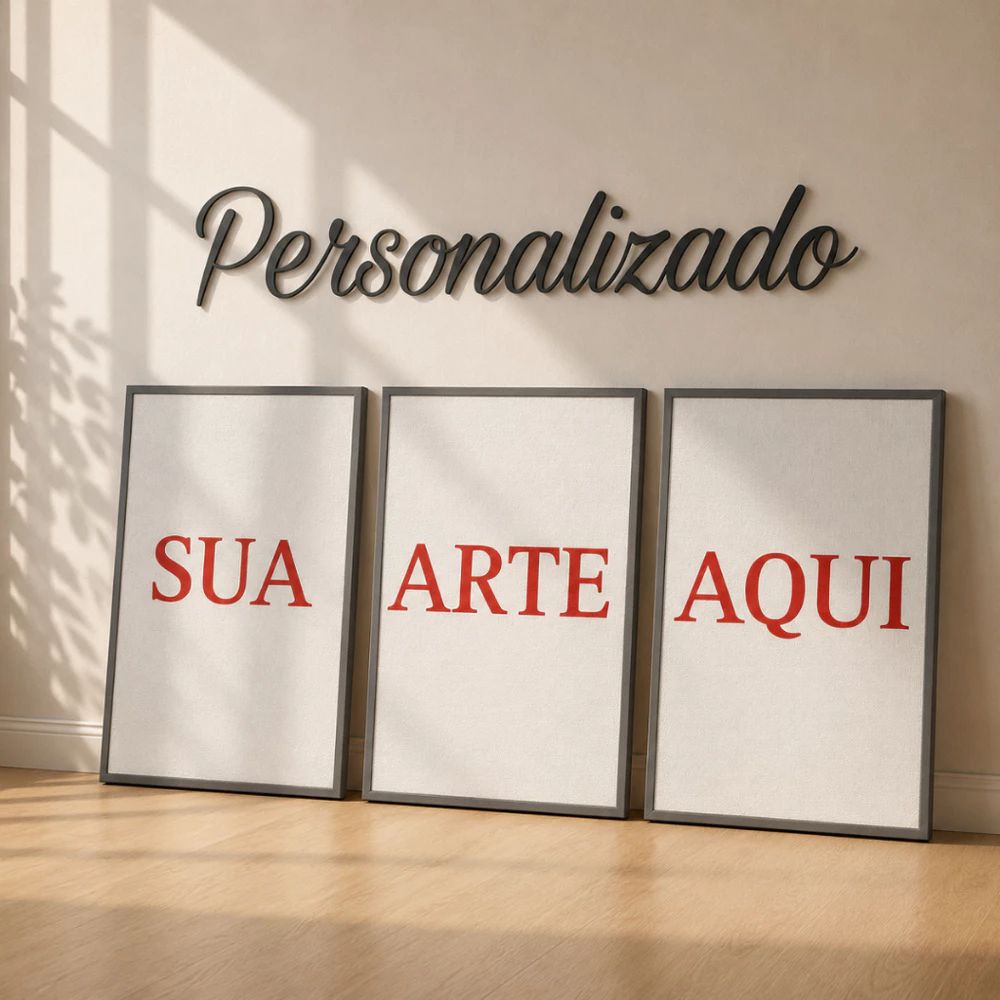Quadros Decorativos Personalizado Sua Foto Sala Quarto Cozinha Escritorio Home Office Kit 3 Peças