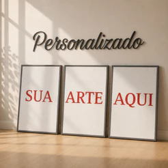 Quadros Decorativos Personalizado Sua Foto Sala Quarto Cozinha Escritorio Home Office Kit 3 Peças