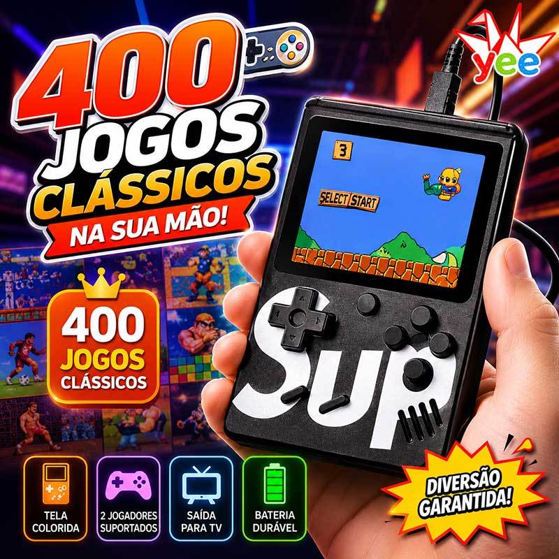 Console Retrô Portátil Sup Game Box 400 Jogos Clássicos, Nostalgia Anos 90, Compacto Excelente Presente Criança