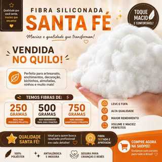 Fibra Siliconada para Enchimentos *A PARTIR DE 0,250 GRAMAS * (ANTIALERGICA E MACIA).SANTA FÉ.
