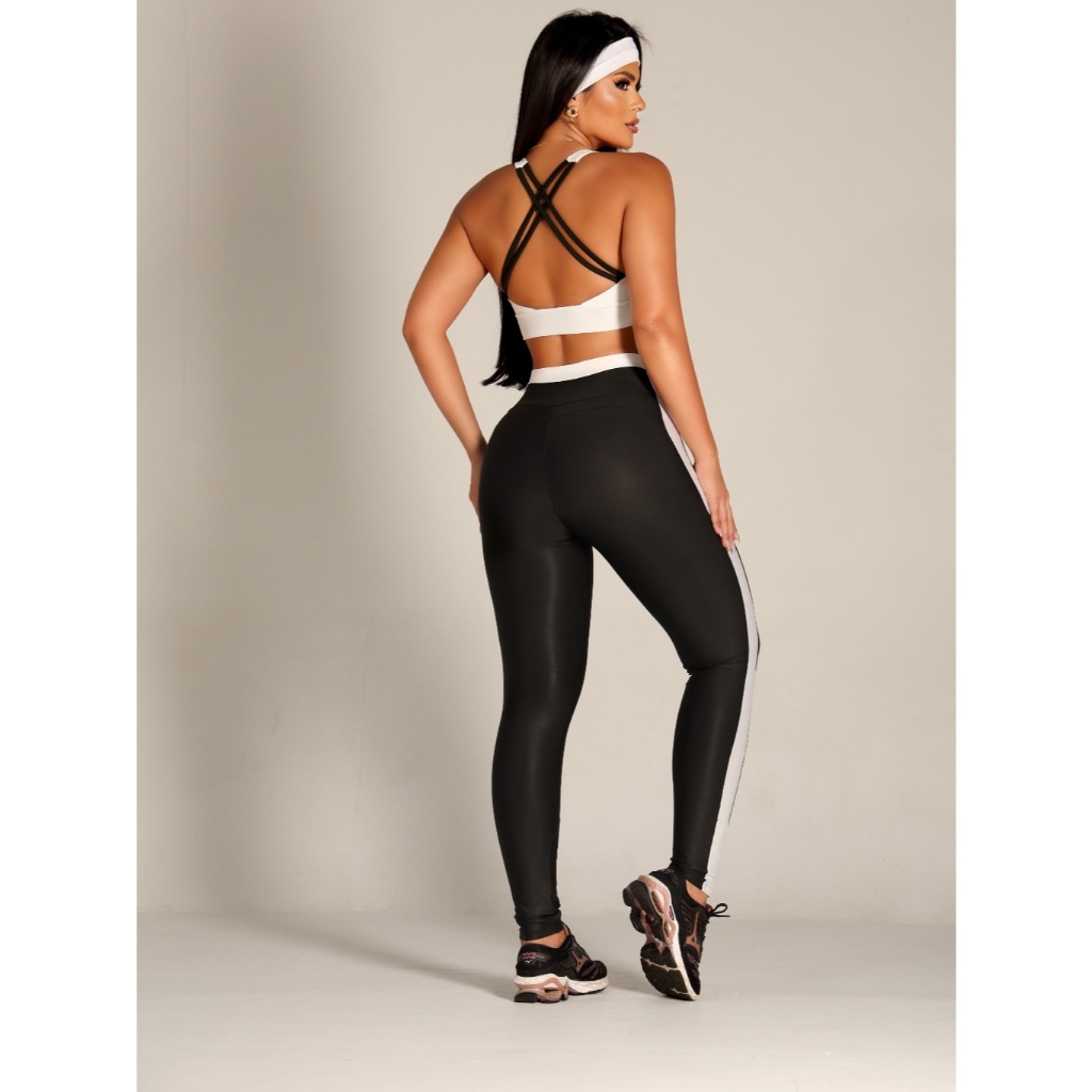 Conjunto  Fitness Calça Legging + Top Zero Transparência Feminino Para academia yoga pilates
