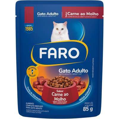 Petisco Sachê Faro Gato Carne ao Molho - Caixa 18x85gr · foto 2