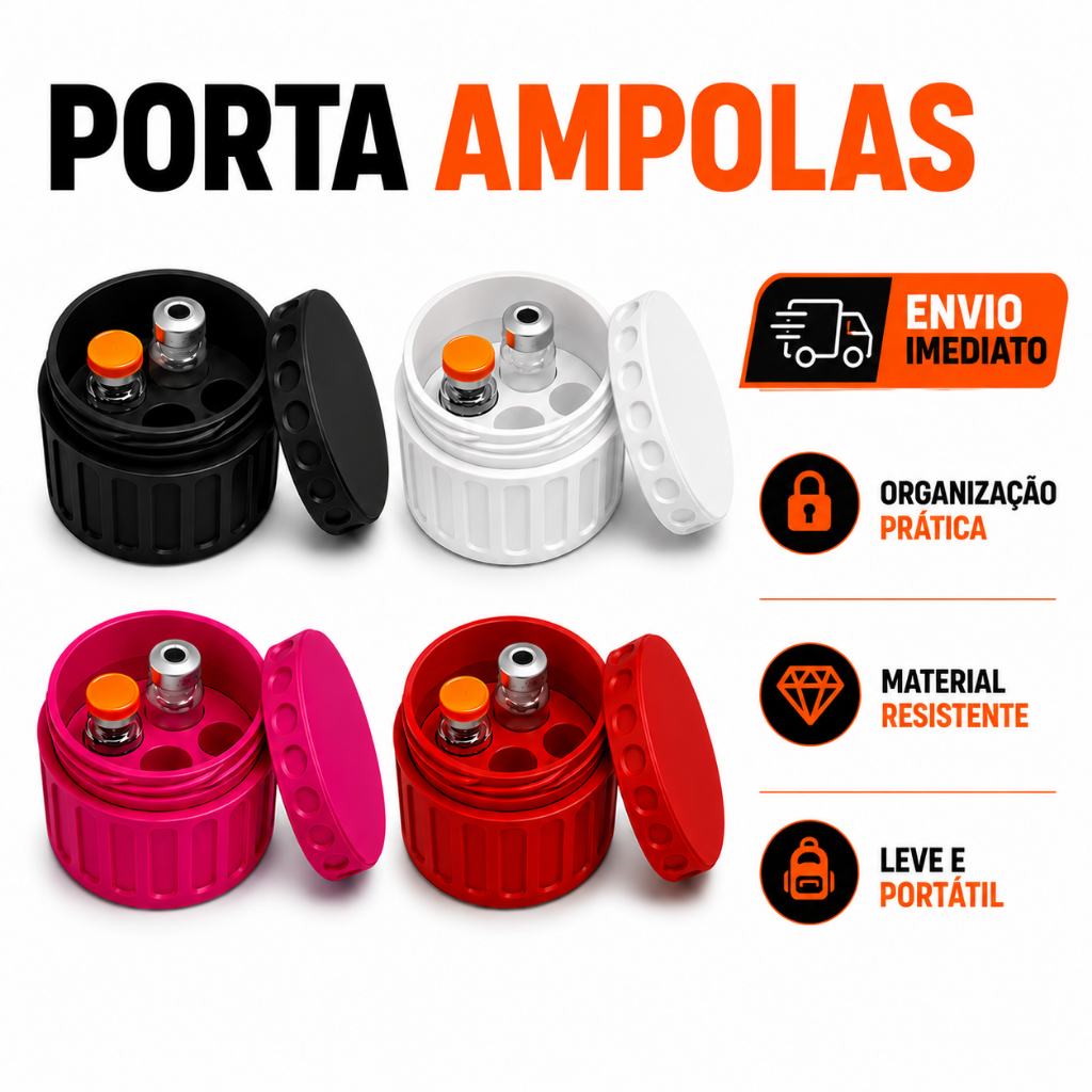 Porta Frascos Ampolas 3ml Reforçado Organizador Rémedios Tirze Premium Compacto Transporte Seguro