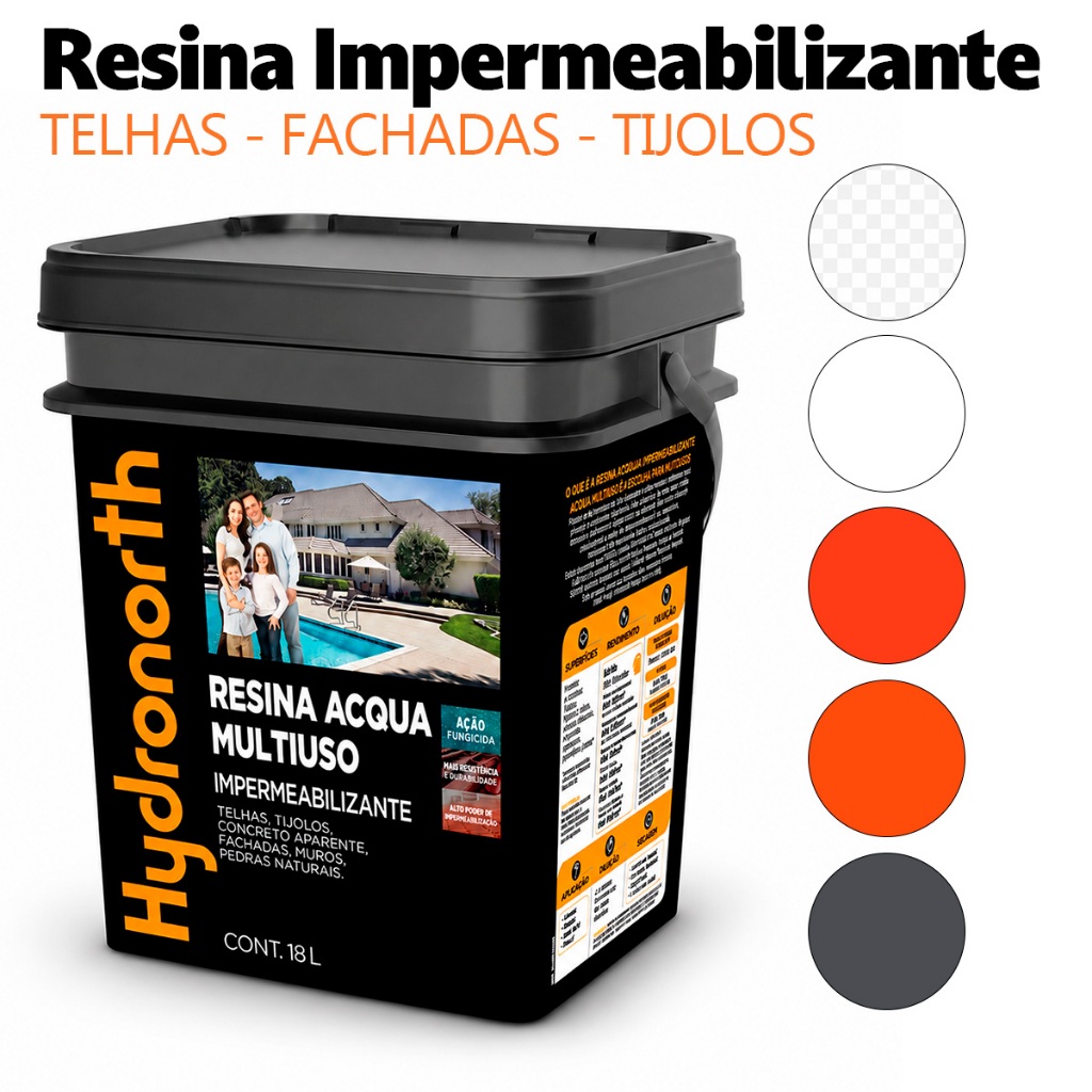 Resina Impermeabilizante Acqua Hydronorth Resina Multiuso 18L Telhas Tijolos Ardósia Pedras Naturais